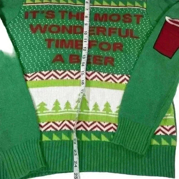 SPENCERS ugly Christmas beer sweater men’s M green red - Picture 3 of 7